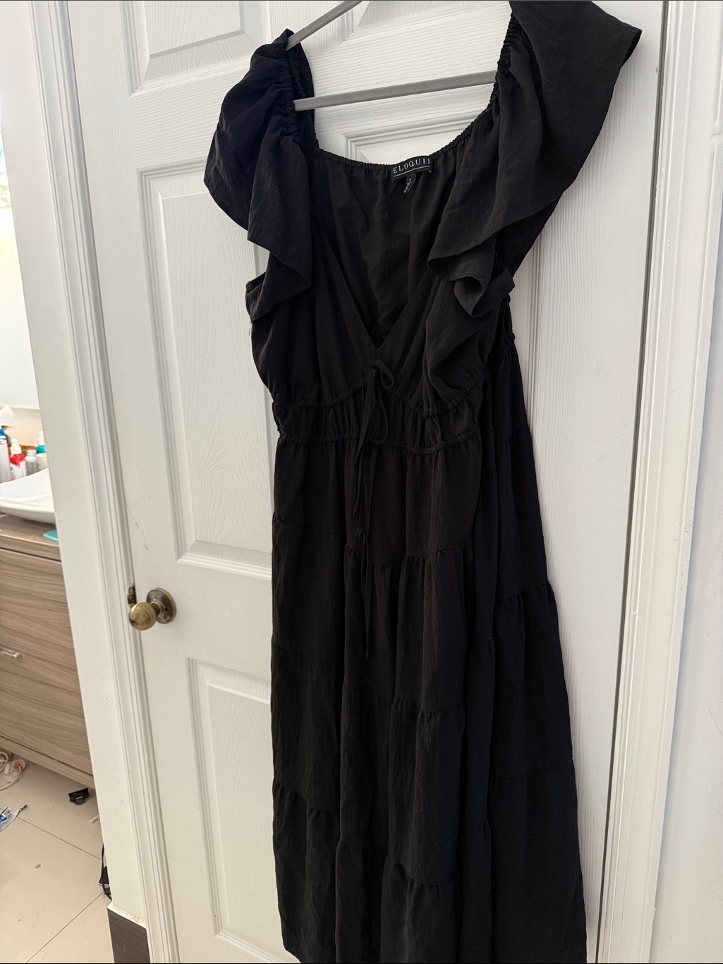 Nwot Eloquii Black Ruffle-Tier Maxi Dress